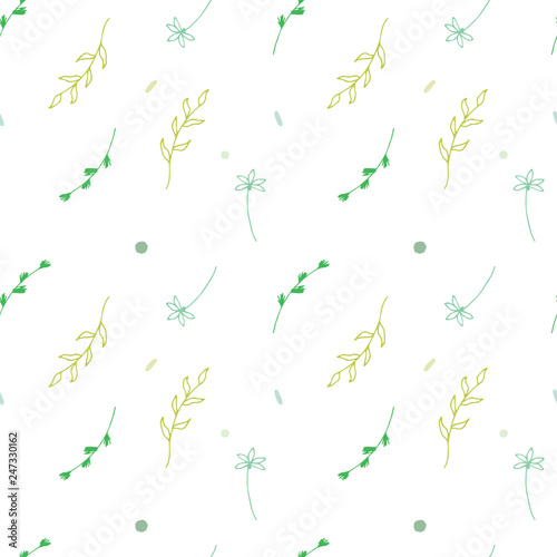 Green seamless patterns. The patterns by hand