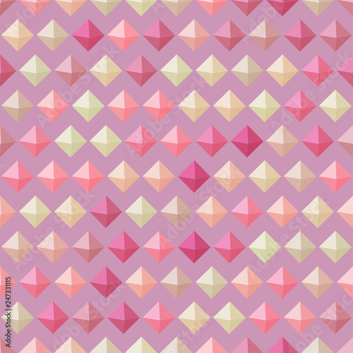 Seamless diamonds pattern. Multicolored background with geometric 3D shapes.