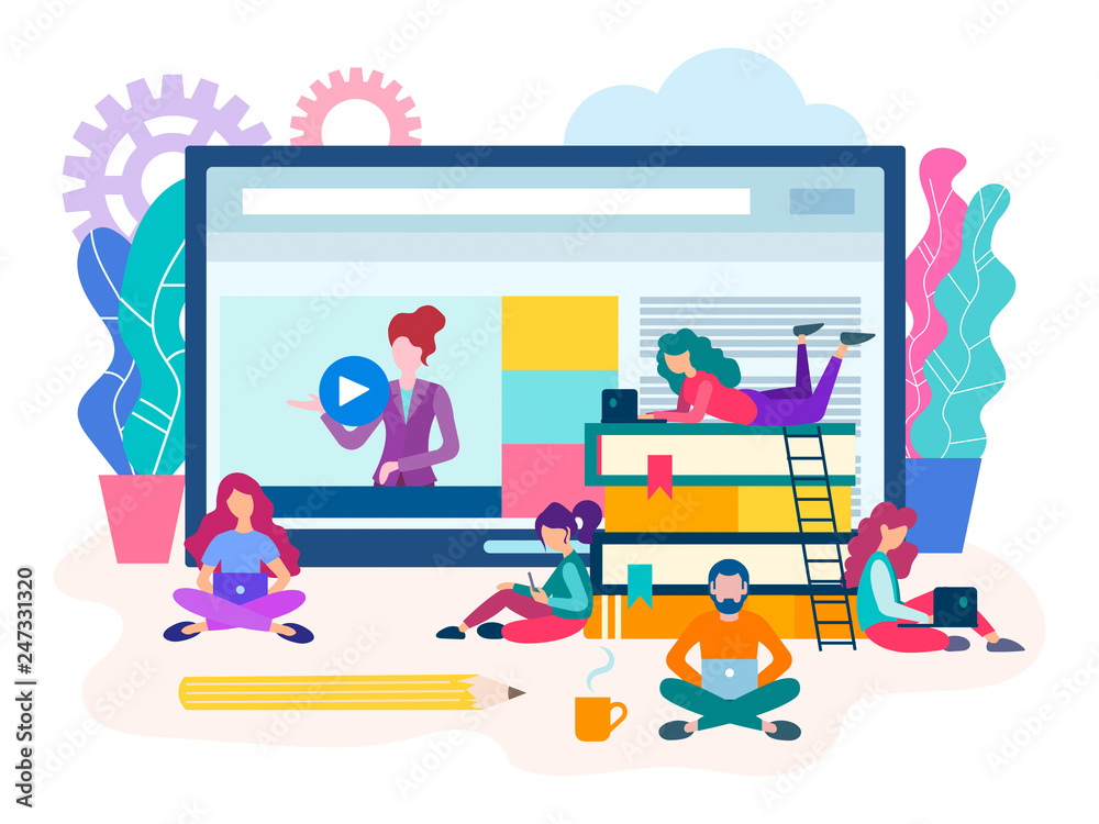 Naklejka premium Webinar, lekcja online