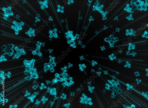 Photography Iluminous molecules on a dark background
