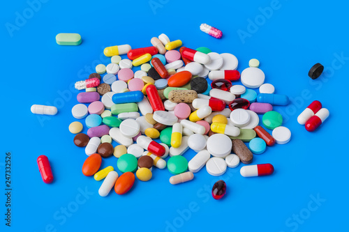 Heap of pills - medical background