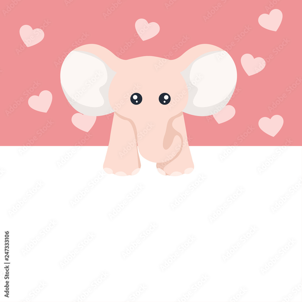Beautiful baby elephant valentine card for dedication