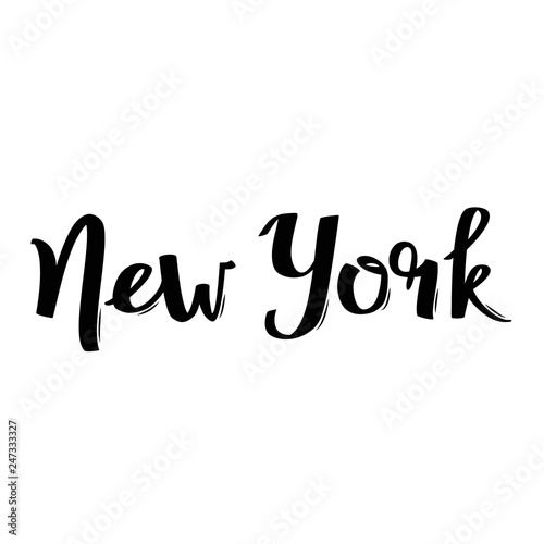 Handwritten city name. New York calligraphic word.