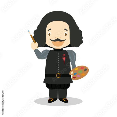 Diego Velaquez cartoon character. Vector Illustration. Kids History Collection. photo