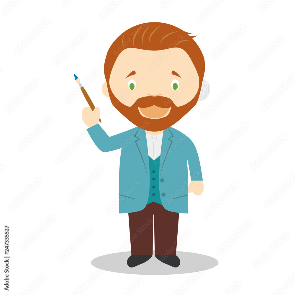 Van Gogh cartoon character. Vector Illustration. Kids History Collection.