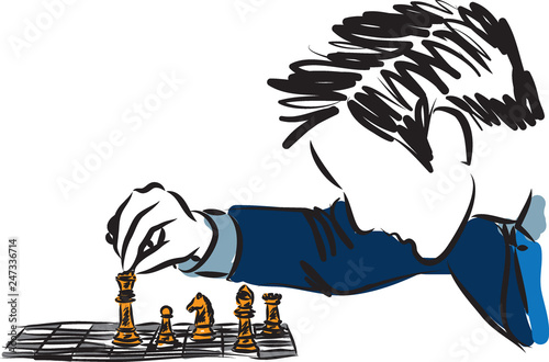 businessman playing chess business concept illustration