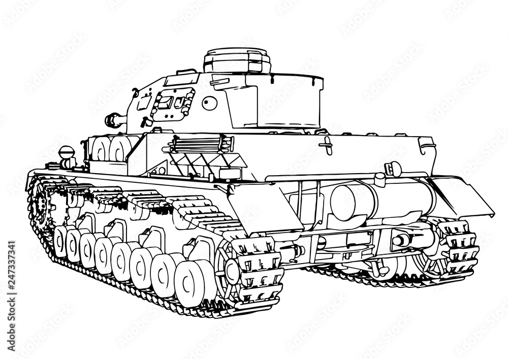sketch of old military equipment tank vector sketch of old military equipment tank vector