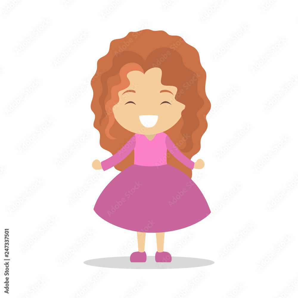 Cute little baby girl standing. Kid in pink dress Cute little baby girl standing. Kid in pink dress