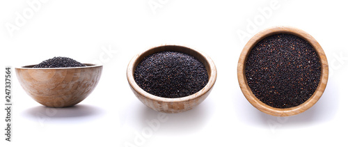 raw dry black quinoa isolated