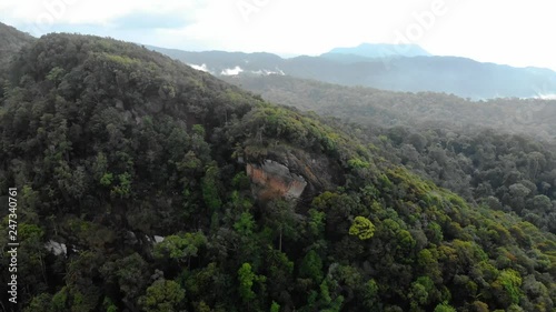 Sinharaja rain forest nature reserve Sri Lanka Aerial View at Sunset Mountains Jungle Ancient Forest