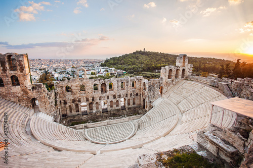 Athens, Greece. The Odeon of Herodes Atticus in Acropolis. Popular travel destination