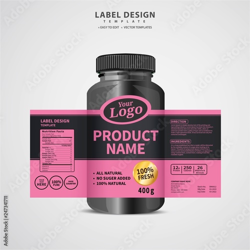 Bottle label, Package template design, Label design, mock up design label template