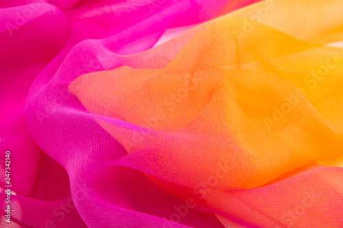 Texture chiffon fabric pink and yellow color for backgrounds 