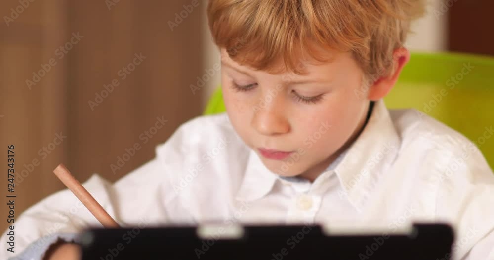 Young Blond First Graders Do Homework At Home. Young Blond First Graders Do Homework At Home.
