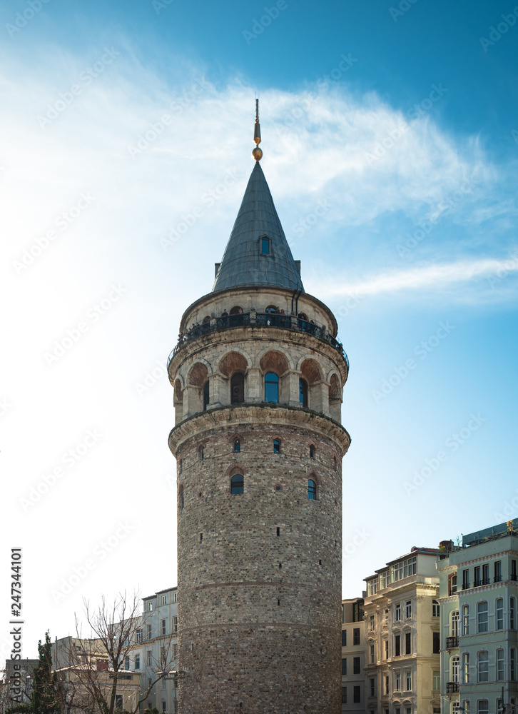 Galata Tower in Istanbul , Turkey