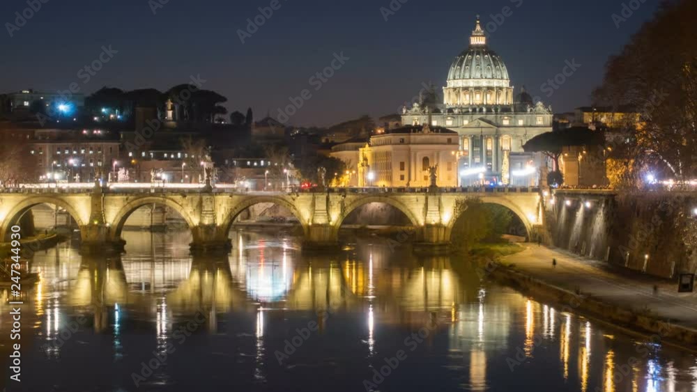 rome skyline st.peter basilica vatican city as seen from tiber river rome skyline st.peter basilica vatican city as seen from tiber river