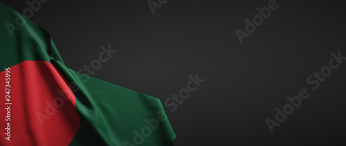 Bangladesh flag fabric on plain dark background