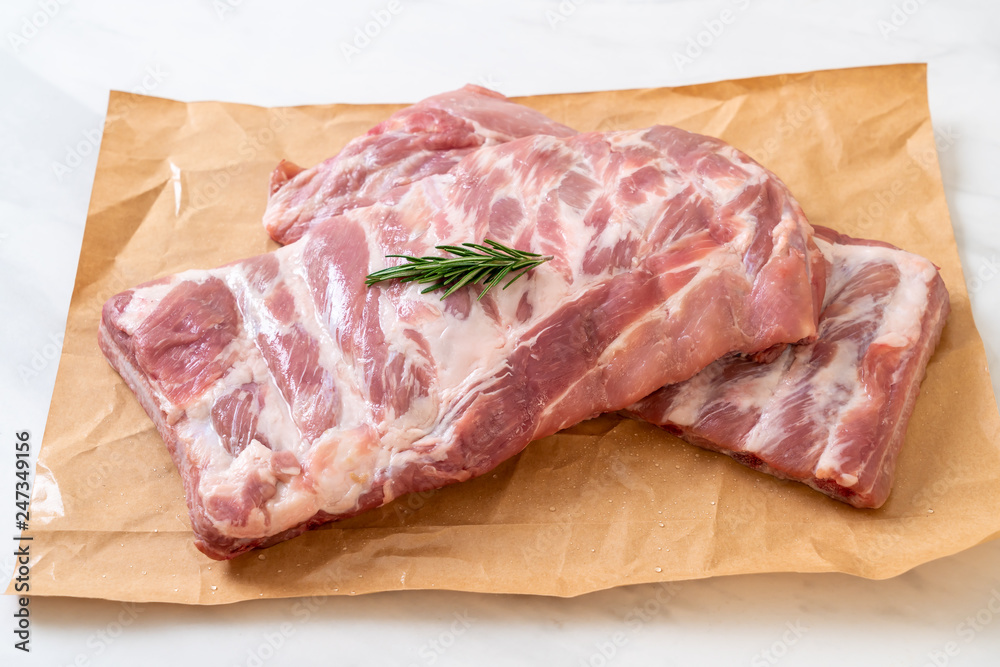 Fresh raw pork ribs