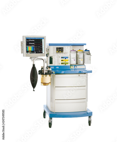 Anesthesia machine, isolated on white background. Medical equipment. 