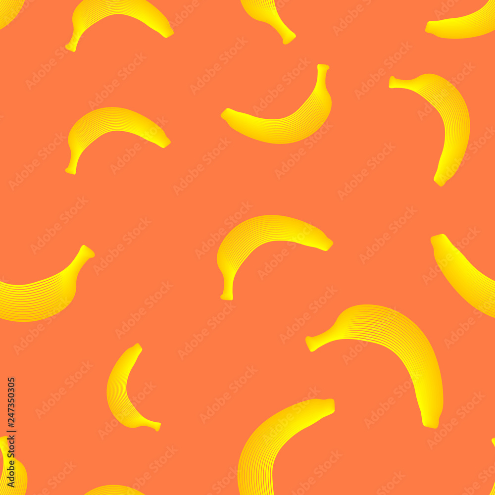 Fototapeta premium Orange Banana seamless pattern. Vector illustration.