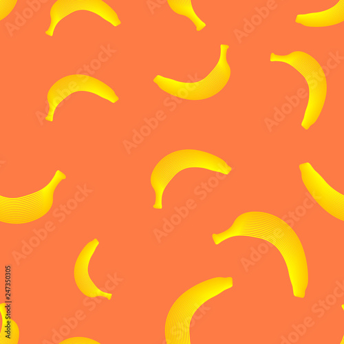 Orange Banana seamless pattern. Vector illustration.