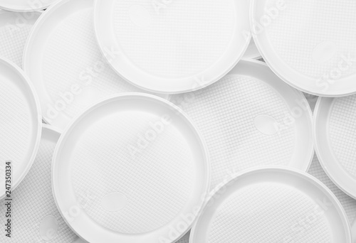 White plastic plates close-up