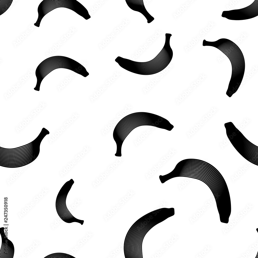 Fototapeta premium Black Banana seamless pattern. Vector illustration.