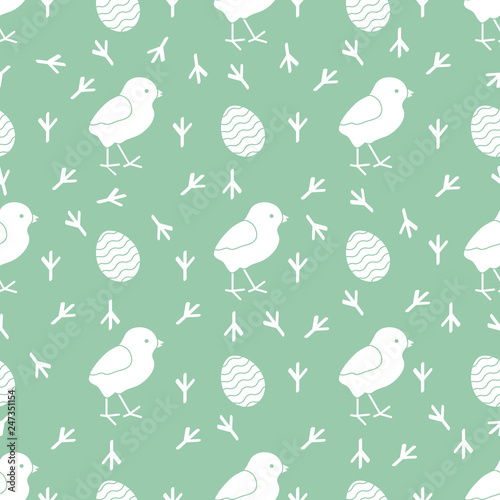 Seamless pattern with chicken, traces, eggs. © aquamarine_paint