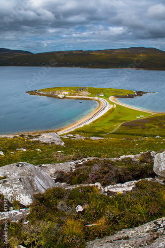 Peninsula Ard Neakie With Lime Kilns At Loch Eriboll In Scotland photo