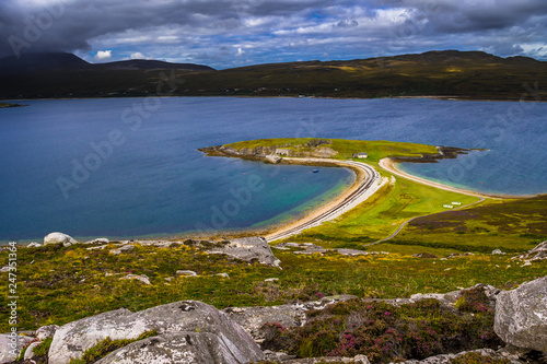 Peninsula Ard Neakie With Lime Kilns At Loch Eriboll In Scotland photo