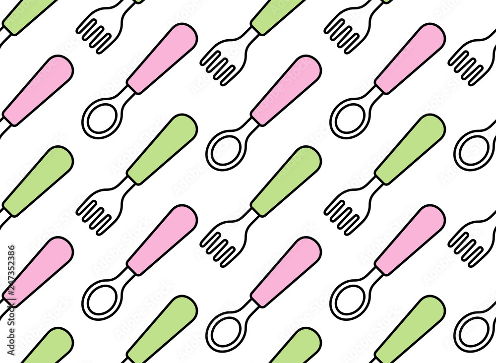 Seamless pattern with spoon and fork