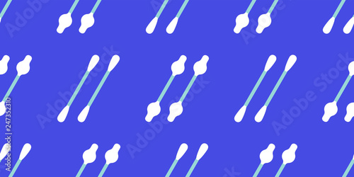 Seamless pattern with Ear sticks. isolated on blue background