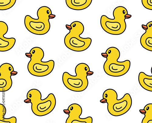 Seamless pattern with Yellow duck. isolated on white background
