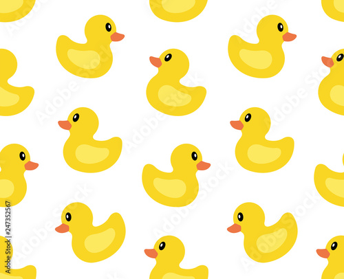 Seamless pattern with Yellow duck. isolated on white background