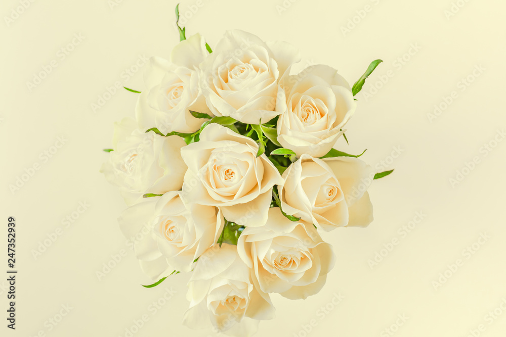 Fresh white roses bouquet