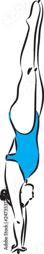 woman diving swimming illu