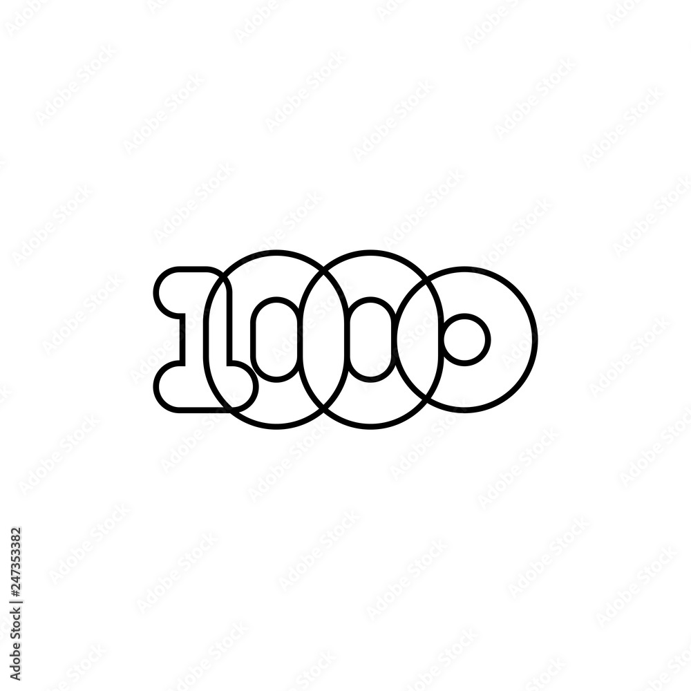 Obraz premium One thousand, mono line. Four rounded figures.