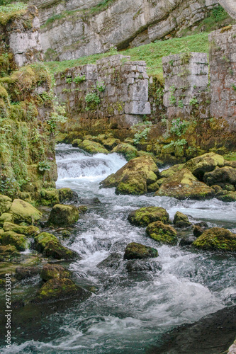 Cuadro en lienzo Source de la Loue. River  near the city of Ouhans in France