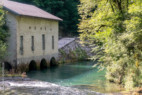 Photography Source de la Loue. River  near the city of Ouhans in France