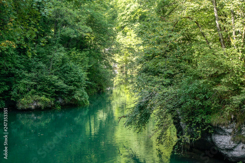 Source de la Loue. River  near the city of Ouhans in France © jefwod