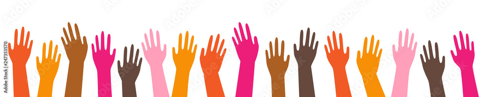 Colorful hands, different ethnicities