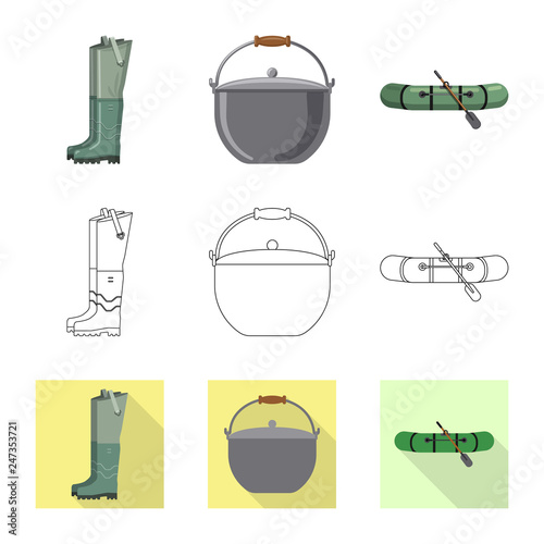 Vector design of fish and fishing icon. Collection of fish and equipment stock vector illustration.