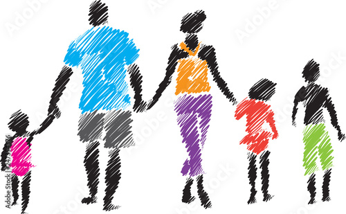 family brush style illustration