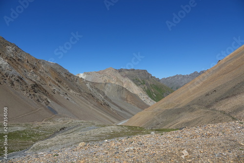 Glaciers and mountains in Terskey Alatau. Kyrgyzstan