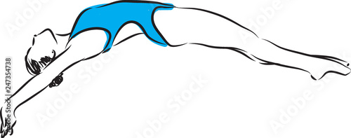 diving jump 2 swimmer woman illustration