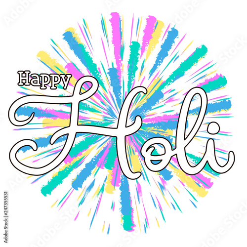 ettering illustration for Happy holi festival