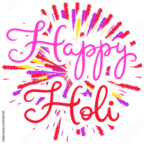 ettering illustration for Happy holi festival