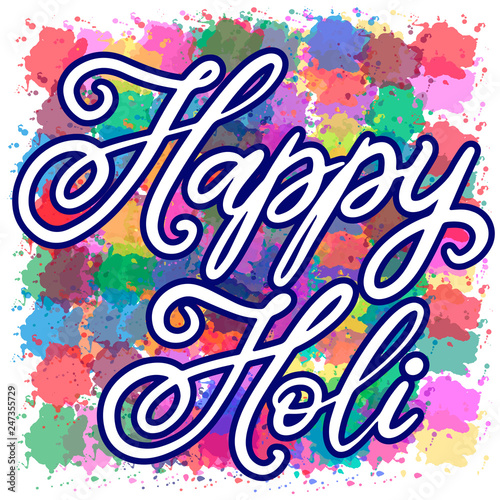 ettering illustration for Happy holi festival
