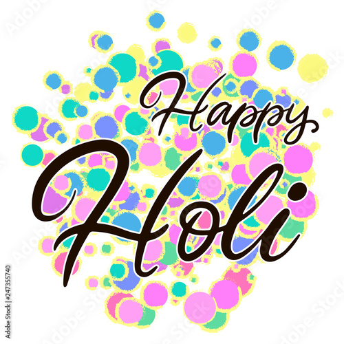 ettering illustration for Happy holi festival