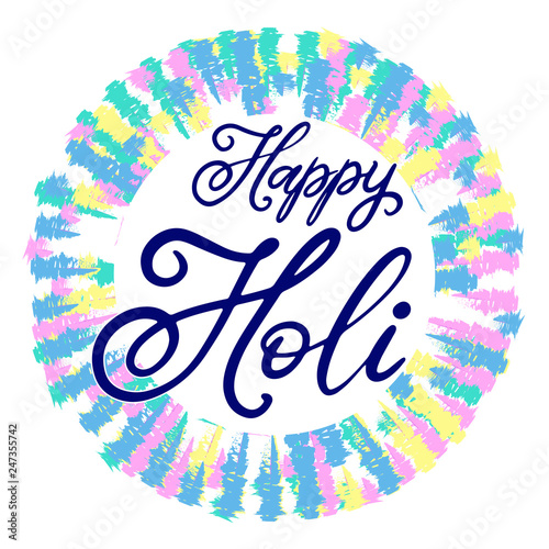 ettering illustration for Happy holi festival
